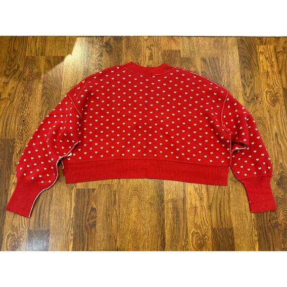 Free People Women’s Easy Street Crop Sweater Red Size XL – NWT Chunky Knit - Picture 5 of 11